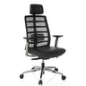 High-end Sedia da ufficio SPINIO ELITE L con rivestimento in rete nera e seduta in pelle di hjh OFFICE