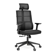 Sedia da ufficio professionale SPINIO PRO in nero con schienale in rete e poggiatesta di hjh OFFICE