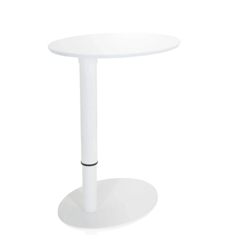 Scrivania in piedi bianca STAND III con piano ovale e base rotonda di hjh OFFICE