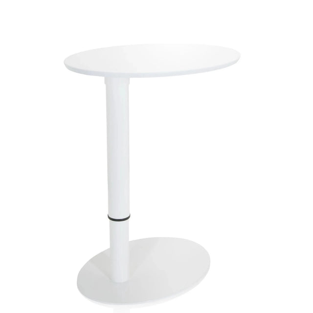 Scrivania in piedi bianca STAND III con piano ovale e base rotonda di hjh OFFICE