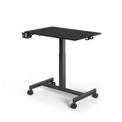 Scrivania in piedi nera Stand K con piano rettangolare e quattro ruote di hjh OFFICE