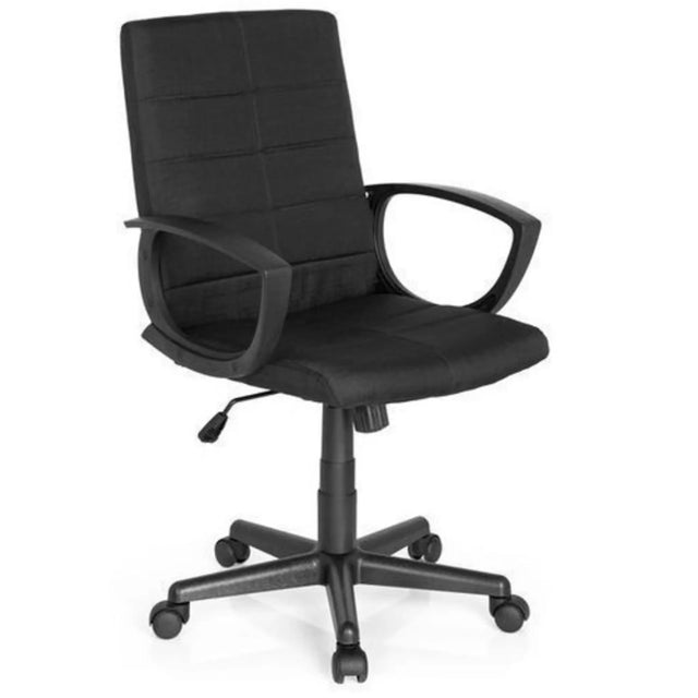Sedia Home Office STAR-TEC CL300 nera con rivestimento in tessuto, braccioli e base con ruote di MyBuero