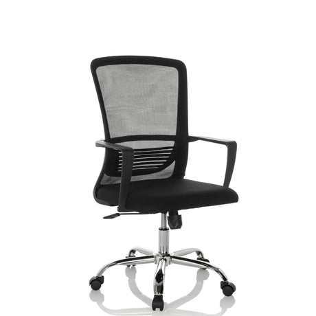 Sedia Home Office STAR-TEC S in nero con schienale in rete e base lucida di hjh OFFICE