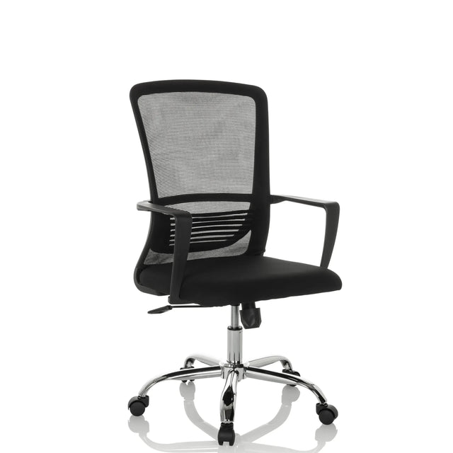 Sedia Home Office STAR-TEC S in nero con schienale in rete e base lucida di hjh OFFICE