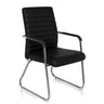 Sedia visitatore nera STEEL V con rivestimento trapuntato e struttura a slitta cromata di hjh OFFICE