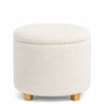 Sgabello imbottito bianco Storiano S con rivestimento in tessuto strutturato e piedi in legno chiaro di hjh LIVING