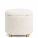 Sgabello imbottito bianco Storiano S con rivestimento in tessuto strutturato e piedi in legno chiaro di hjh LIVING