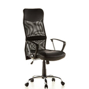 Poltrona Home Office STRYKA nera con seduta in ecopelle e schienale in rete di hjh OFFICE