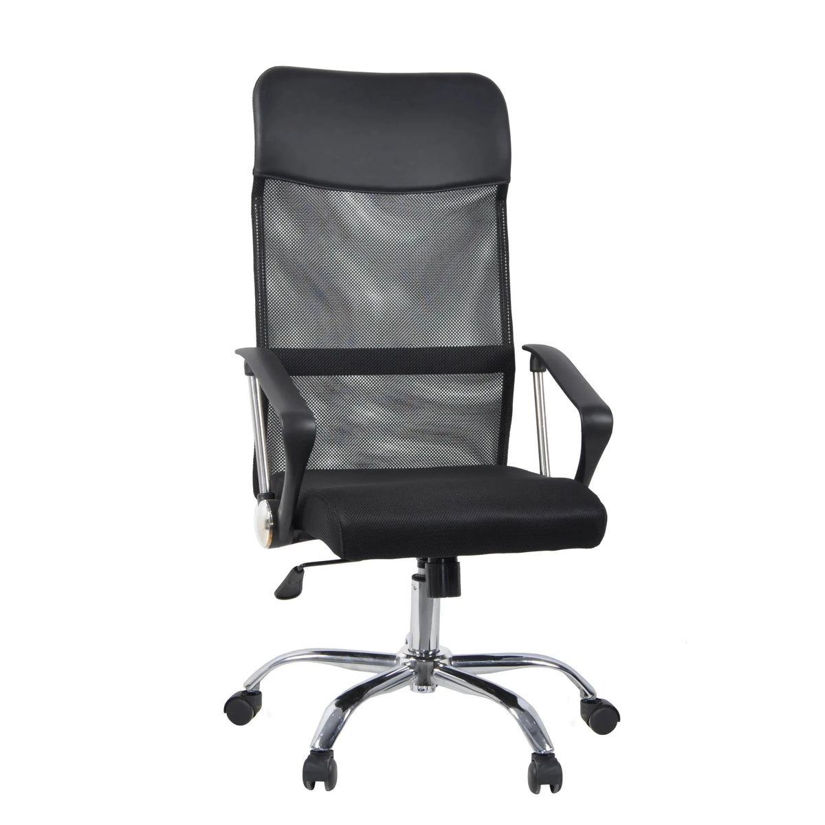 Poltrona Home Office Stryka Net nera con rivestimento in rete e base lucida di hjh OFFICE