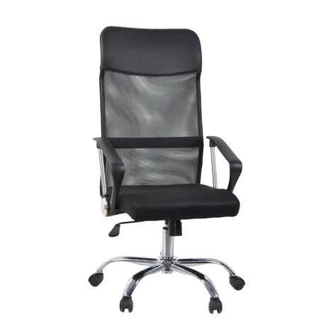 Poltrona Home Office Stryka Net nera con rivestimento in rete e base lucida di hjh OFFICE