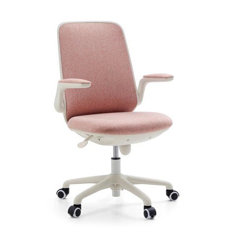 Sedia girevole per bambini Swivelo rosa con struttura bianca e braccioli di hjh OFFICE