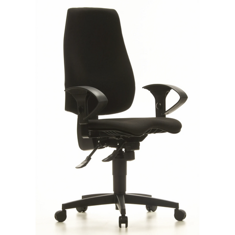 Sedia da ufficio professionale SYDNEY PRO nera con braccioli e base a ruote di Topstar