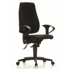 Sedia da ufficio professionale SYDNEY PRO nera con braccioli e base a ruote di Topstar