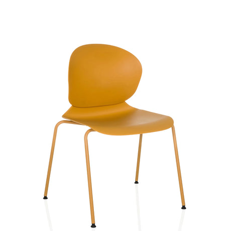 Sedia a quattro gambe T36 VI gialla con schienale arrotondato e gambe sottili di hjh OFFICE