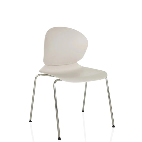 Sedia a quattro gambe T36 VI bianca con schienale arrotondato e gambe in metallo cromato di hjh OFFICE