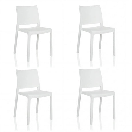 Set di quattro sedie da esterno bianche T37 V 4 con schienale semplice di hjh LIVING