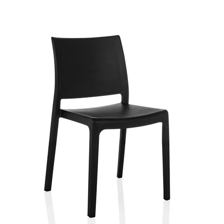 Sedia da esterno T37 V nera in plastica con semplice schienale di hjh LIVING