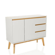 Madia bianca TAROLO I con piedi e maniglie color legno di hjh LIVING