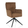 Sedia imbottita marrone TARUGO con rivestimento in velluto a coste e base a stella nera di hjh LIVING