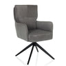 Sedia imbottita grigia TARUGO con rivestimento in velluto a coste e struttura nera a quattro gambe di hjh LIVING