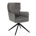 Sedia imbottita grigia TARUGO con rivestimento in velluto a coste e struttura nera a quattro gambe di hjh LIVING