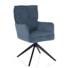 Sedia imbottita blu TARUGO con rivestimento in velluto a coste e base a stella nera di hjh LIVING