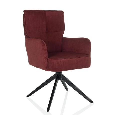 Sedia imbottita rossa TARUGO con rivestimento in velluto a coste e struttura a quattro gambe nera di hjh LIVING