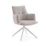 Sedia per sala da pranzo Tavaro beige con rivestimento in tessuto e base a stella bianca di hjh LIVING