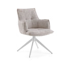 Sedia per sala da pranzo Tavaro beige con rivestimento in tessuto e base a stella bianca di hjh LIVING