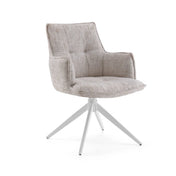 Sedia per sala da pranzo Tavaro beige con rivestimento in tessuto e base a stella bianca di hjh LIVING
