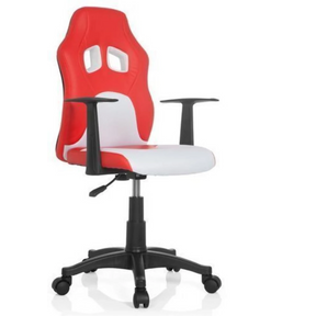 Sedia girevole per bambini TEEN GAME AL in rosso e bianco con due ritagli nel poggiatesta di hjh OFFICE