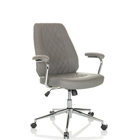 Poltrona Home Office THEO I grigia con impunture sullo schienale e struttura cromata di hjh OFFICE