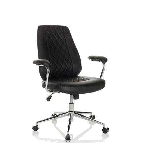 Poltrona Home Office THEO I nera con schienale trapuntato e struttura cromata di hjh OFFICE