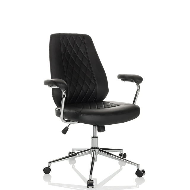 Poltrona Home Office THEO I nera con schienale trapuntato e struttura cromata di hjh OFFICE