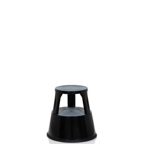 Sgabello TIO-M II nero con due gradini e superfici d'appoggio rotonde di hjh OFFICE