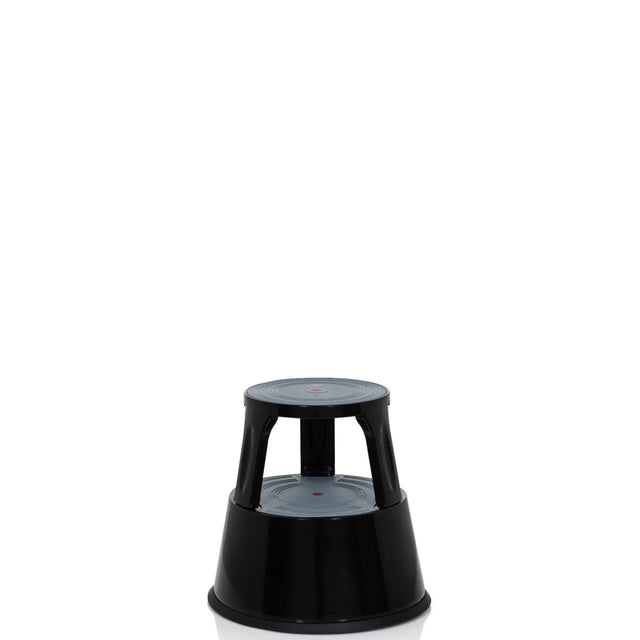 Sgabello TIO-M II nero con due gradini e superfici d'appoggio rotonde di hjh OFFICE
