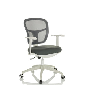 Sedia Home Office TOP 108 W grigia con schienale in rete e struttura bianca di hjh OFFICE