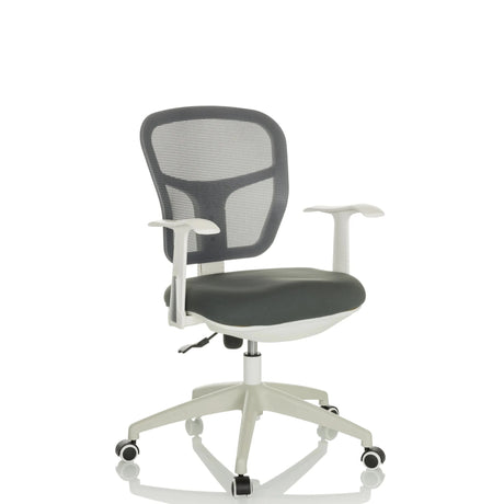 Sedia Home Office TOP 108 W grigia con schienale in rete e struttura bianca di hjh OFFICE