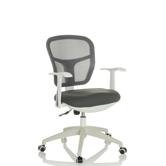 Sedia Home Office TOP 108 W grigia con schienale in rete e struttura bianca di hjh OFFICE