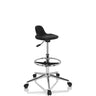 Sgabello girevole TOP WORK 03 I nero con base a stella cromata e poggiapiedi su ruote di hjh OFFICE