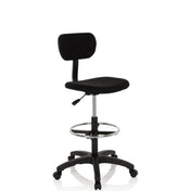 Sedia da banco TOP WORK 05 nera con schienale, poggiapiedi e base a stella con ruote di hjh OFFICE