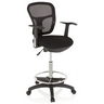 Sedia da banco TOP WORK 108 nera con schienale in rete, poggiapiedi e base a stella con ruote di hjh OFFICE