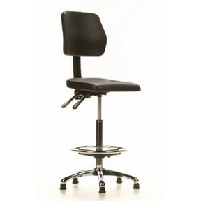 Sedia da banco TOP WORK 11 nera con poggiapiedi e base a stella cromata di hjh OFFICE