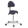 Sgabello a sella TOP WORK 20 blu con schienale e base a stella argento su ruote di hjh OFFICE