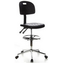Sedia da banco TOP WORK 23 nera con poggiapiedi e base a stella cromata su ruote di hjh OFFICE