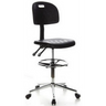 Sedia da banco TOP WORK 23 nera con poggiapiedi e base a stella cromata su ruote di hjh OFFICE