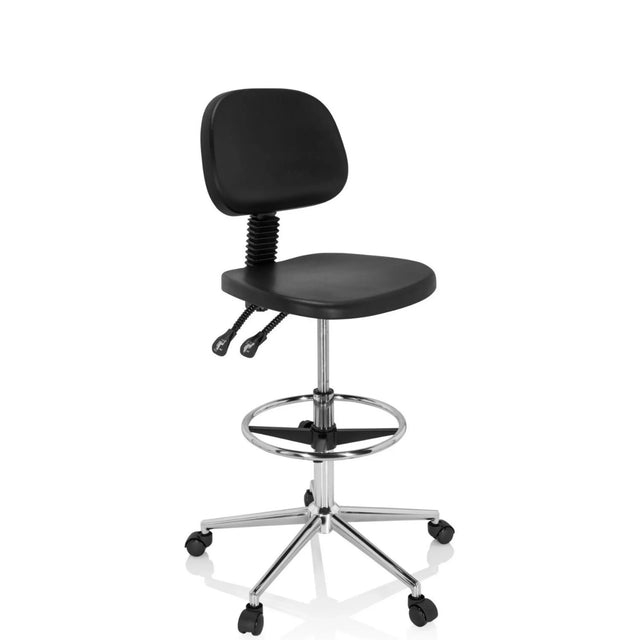 Sedia da banco TOP WORK 24 I nera con poggiapiedi e cinque ruote di hjh OFFICE