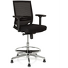 Sedia da banco TOP WORK 77 nera con schienale in rete, poggiapiedi e struttura in metallo lucido di hjh OFFICE