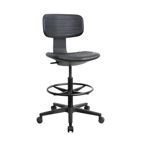 Sedia da banco TOP WORK B nera con poggiapiedi e base a ruote di hjh OFFICE