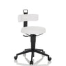 Sgabello girevole TOP WORK FLEX PU bianco con rivestimento in ecopelle e base a croce nera di hjh OFFICE